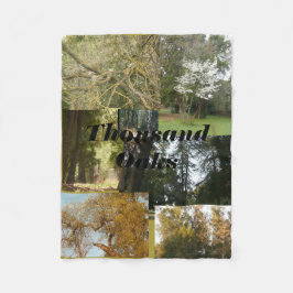 オークスと常緑樹の1000のオークの景色 フリースブランケット