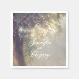 オークツリーとストリングライトの素朴庭園の結婚式 スタンダードカクテルナプキン