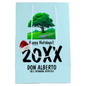 オークツリーのロゴ | サンタ帽子 ホリデー ビジネス ミディアムペーパーバッグ (裏面)