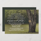 オークツリーイニシャル婚約パーティ招待状 招待状 (正面/裏面)