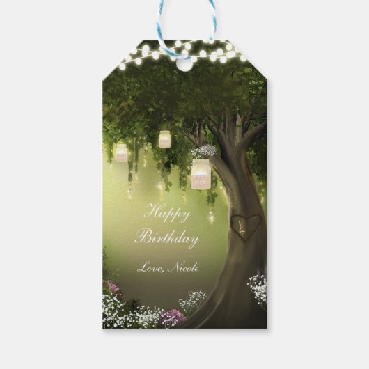 オークツリーエンチャントフォレストガーデンパーティーギフトラベル ギフトタグ (正面)