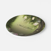 オークツリーエンチャントフォレスト庭園の結婚式プレート ペーパープレート (アングル)