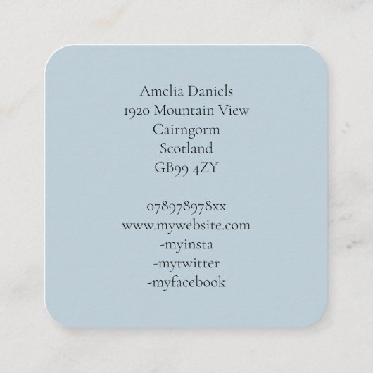 オークツリーオンブルーイラストレーション名刺 スクエア名刺 (裏面)