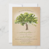 オークツリースペインのモス光の文字列結婚 招待状 (正面)