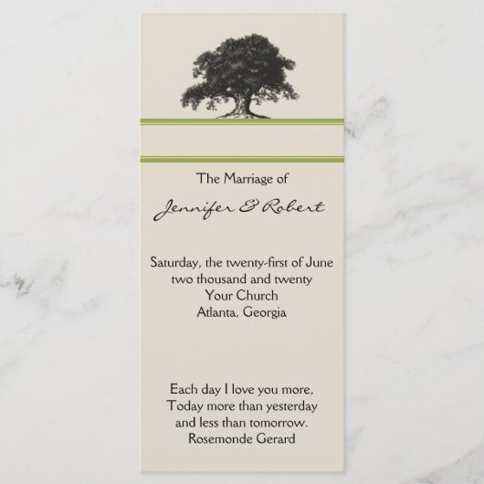 オークツリープランテーションイングリーン結婚式 プログラム (正面)