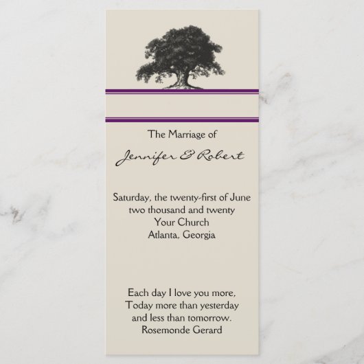 オークツリープランテーションインパープル結婚式 プログラム (正面)