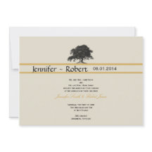 オークツリープランテーション金ゴールド結婚式招待状