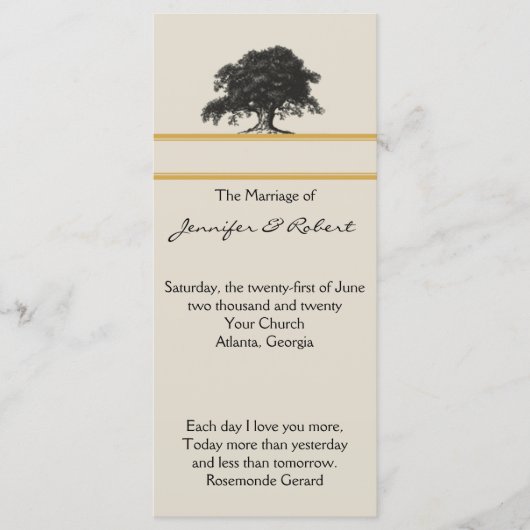 オークツリープランテーション金ゴールド結婚式 プログラム (正面)