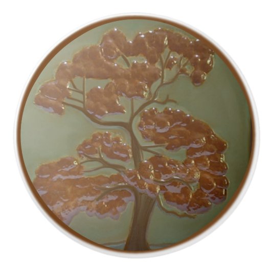 オークツリープリント引き出しプルセラミックノブ セラミックノブ (正面)