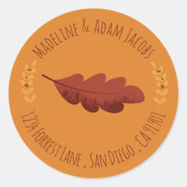 オークツリーリーフオータム封筒用シール ラウンドシール