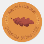 オークツリーリーフオータム封筒用シール ラウンドシール (正面)