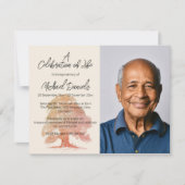 オークツリー写真お祝いのライフカード 招待状 (正面)