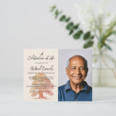 オークツリー写真お祝いのライフカード 招待状 (スタンド正面)