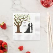 オークツリー新郎新婦ナプキン 縁ありカクテルナプキン (インサイチュ)