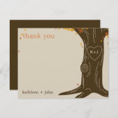 オークツリー秋の結婚式サンキューカード ノートカード (正面/裏面)