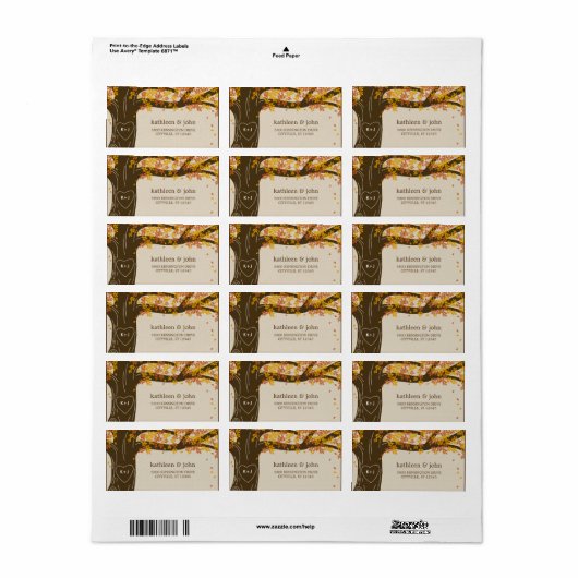 オークツリー秋の結婚式住所 シール (フルシート)