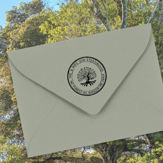 オークツリー素朴ア縁どアドレスの自然とビジネス ラバースタンプ