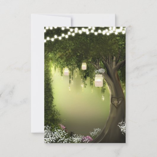 オークツリー素朴エンチャント森の庭RSVP返信 出欠カード (裏面)