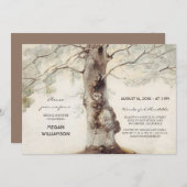 オークツリー素朴ブライダルシャワー 招待状 (正面/裏面)