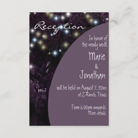 オークツリー·ナイト·ライト·ウェディング·レセプション エンクロージャーカード (正面)