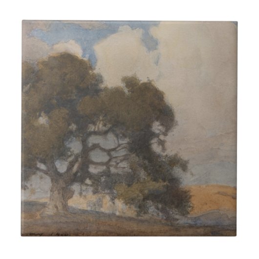 オークツリー(1910) -威厳のあるヴィンテージ水色 タイル (正面)