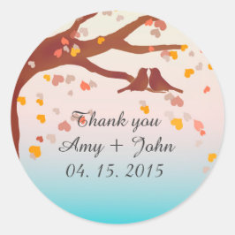 オークツリーlovebirdsハート紙吹雪シールlove1 ラウンドシール