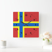 オークニー国旗 スクエア壁時計 (ホーム)