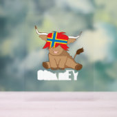 オークニー島の旗のギフトスコットランドの高地の牛のカット アクリルサイン (ニュートラル)