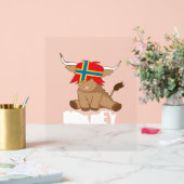 オークニー島の旗のギフトスコットランドの高地の牛のカット アクリルサイン (ウェディング)