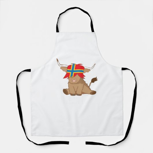 オークニー島の旗のギフトスコットランドの高地の牛のカット エプロン (正面)