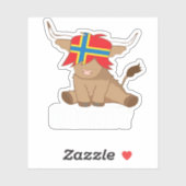 オークニー島の旗のギフトスコットランドの高地の牛のカット シール (シート)