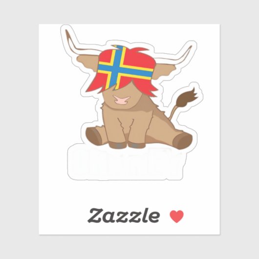 オークニー島の旗のギフトスコットランドの高地の牛のカット シール (シート)