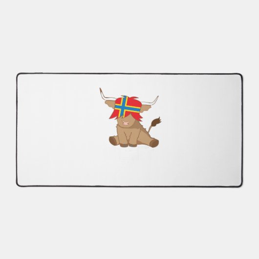 オークニー島の旗のギフトスコットランドの高地の牛のカット デスクマット (正面)