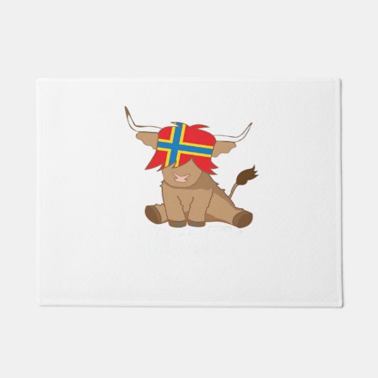 オークニー島の旗のギフトスコットランドの高地の牛のカット ドアマット (正面)