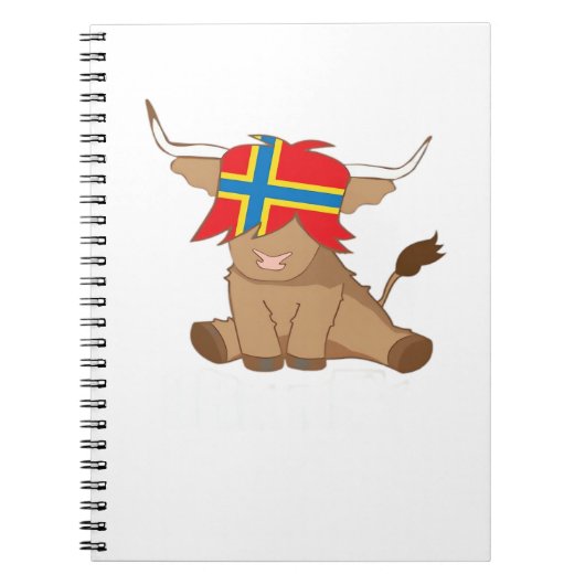 オークニー島の旗のギフトスコットランドの高地の牛のカット ノートブック (正面)