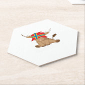 オークニー島の旗のギフトスコットランドの高地の牛のカット ペーパーコースター (アングル)