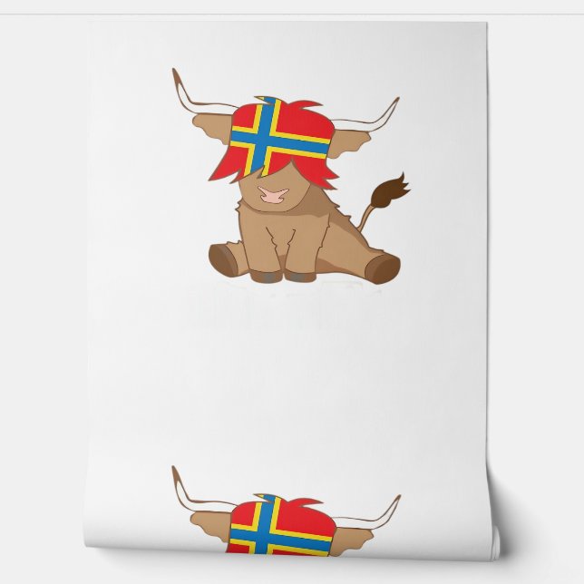 オークニー島の旗のギフトスコットランドの高地の牛のカット 壁紙 (ほどく)