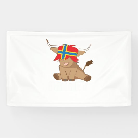 オークニー島の旗のギフトスコットランドの高地の牛のカット 横断幕 (横)