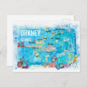 オークニー諸島図解入りの、写真付きの旅行の地図 ポストカード (正面/裏面)