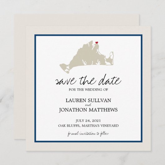 オークブルーフスマーサズヴィンヤード |日付の保存 セーブザデート (正面/裏面)