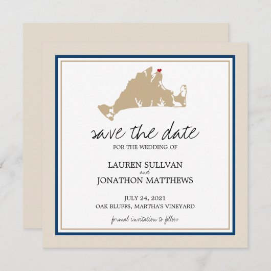 オークブルーフスマーサズヴィンヤード |日付の保存 セーブザデート (正面/裏面)