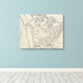 オークランドとワイカト川の間の土地の地図 キャンバスプリント (インサイチュ (ウッドフロア))