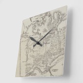 オークランドとワイカト川の間の土地の地図 スクエア壁時計 (傾斜)