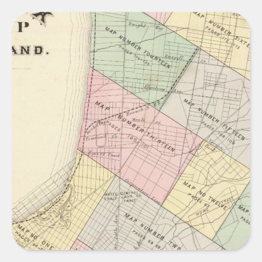 オークランドのインデックス地図 スクエアシール (正面)