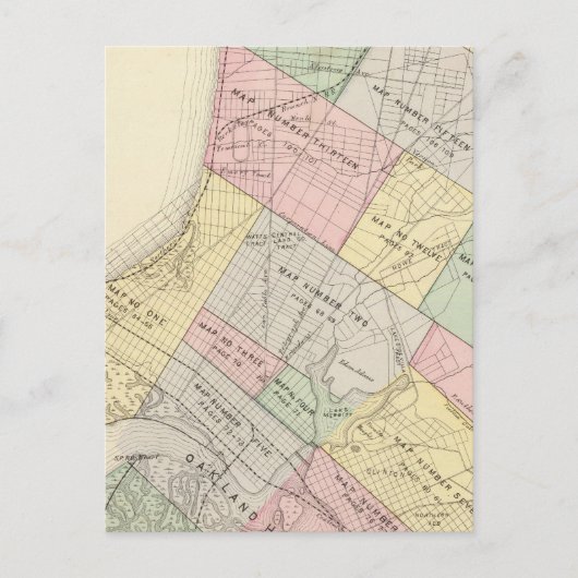 オークランドのインデックス地図 ポストカード (正面)