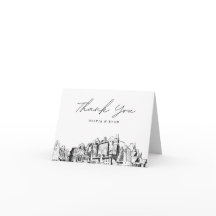 オークランドのスカイラインを描いた感謝カード