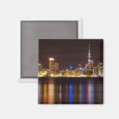 オークランドの夜の都市景観 マグネット (正面/裏面)