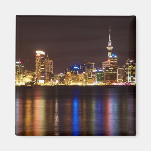 オークランドの夜の都市景観 マグネット (正面)