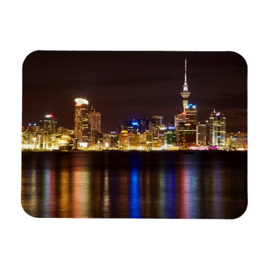 オークランドの夜の都市景観 マグネット (横)