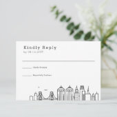 オークランドの結婚式 | スタイリッシュなスカイライン 返信カード (スタンド正面)